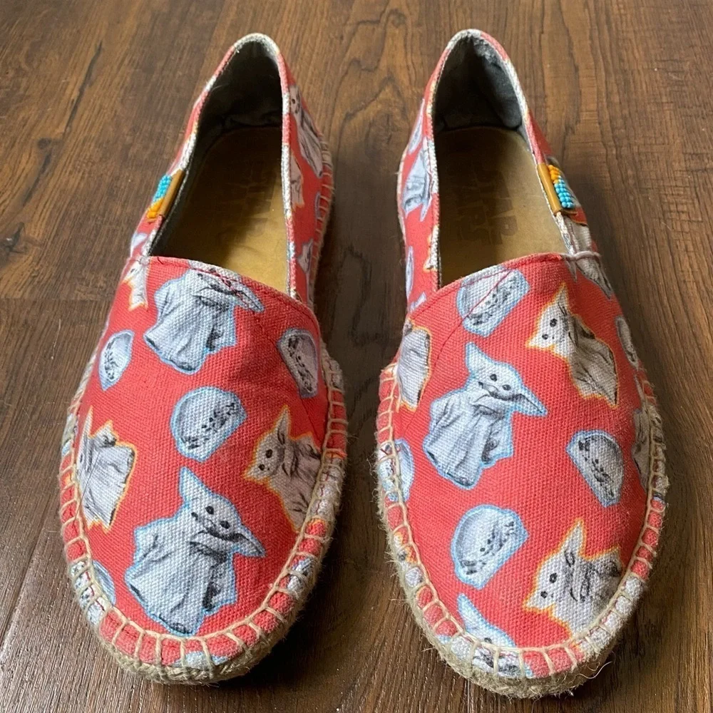 Star Wars Ubuntu Yoda Jute Afridrille Slip On Salmon Color Espadrille Shoe SZ 10